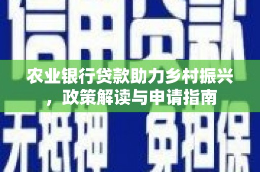 江宁农业银行贷款助力乡村振兴，政策解读与申请指南