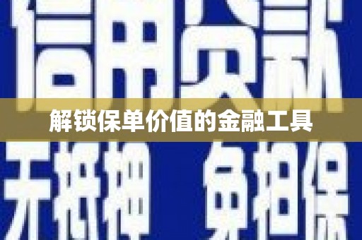 江宁解锁保单价值的金融工具