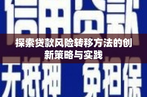 江宁探索贷款风险转移方法的创新策略与实践